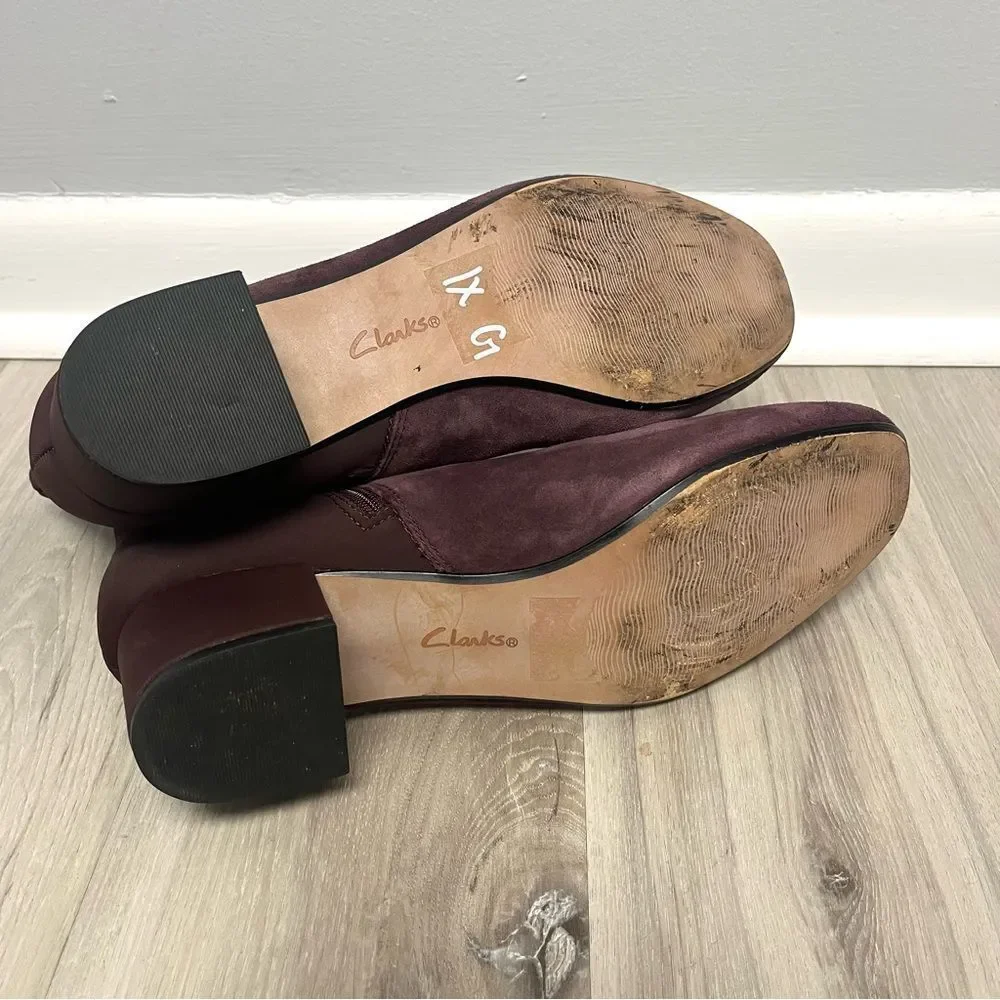 Women's Suede Ankle Boots in Plum - Picture 7 of 8